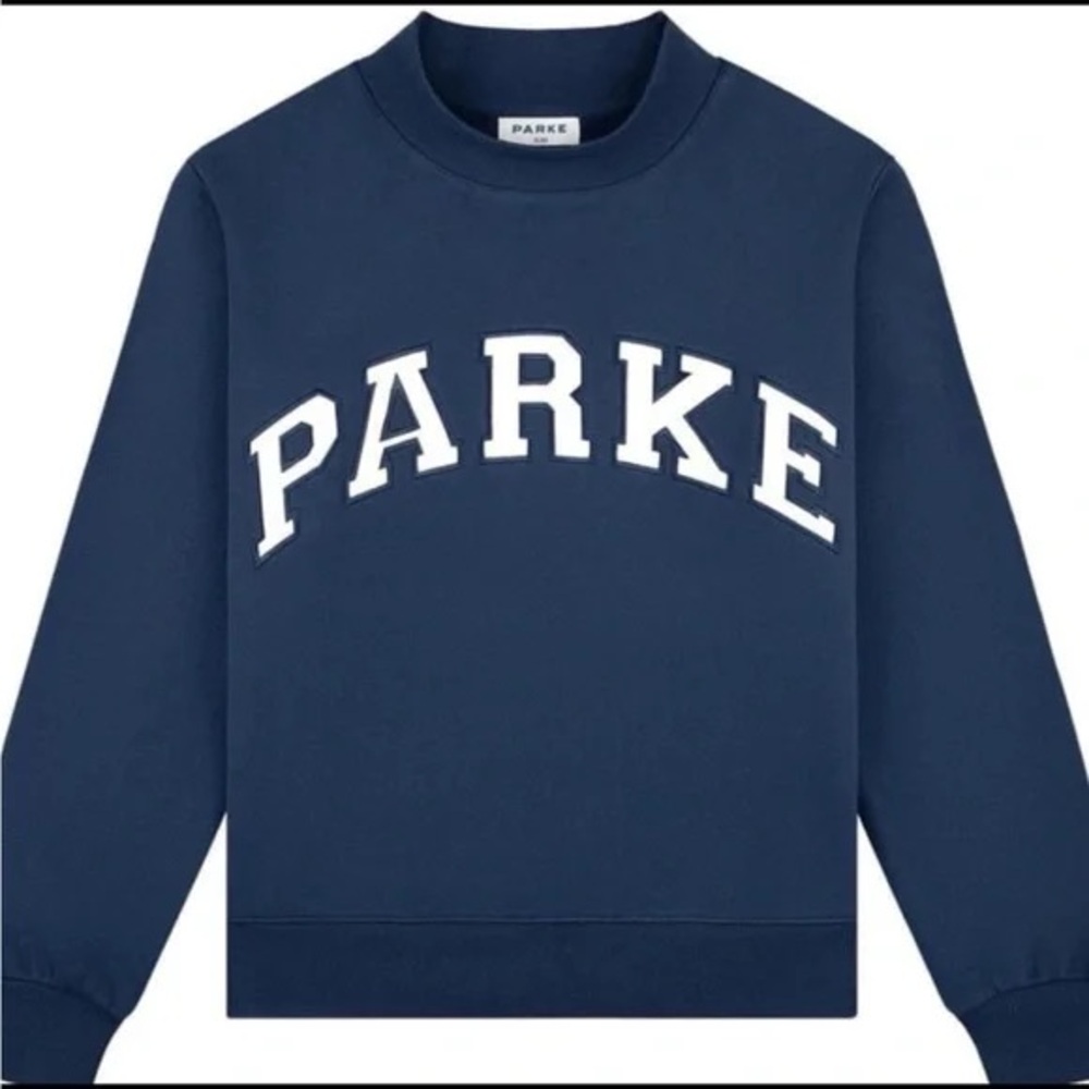 Parke Navy and White Mockneck